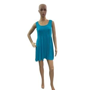 Vasna Women’s Size Medium Sleeveless Round Neck Blue Mini Dress Gauze Fabric